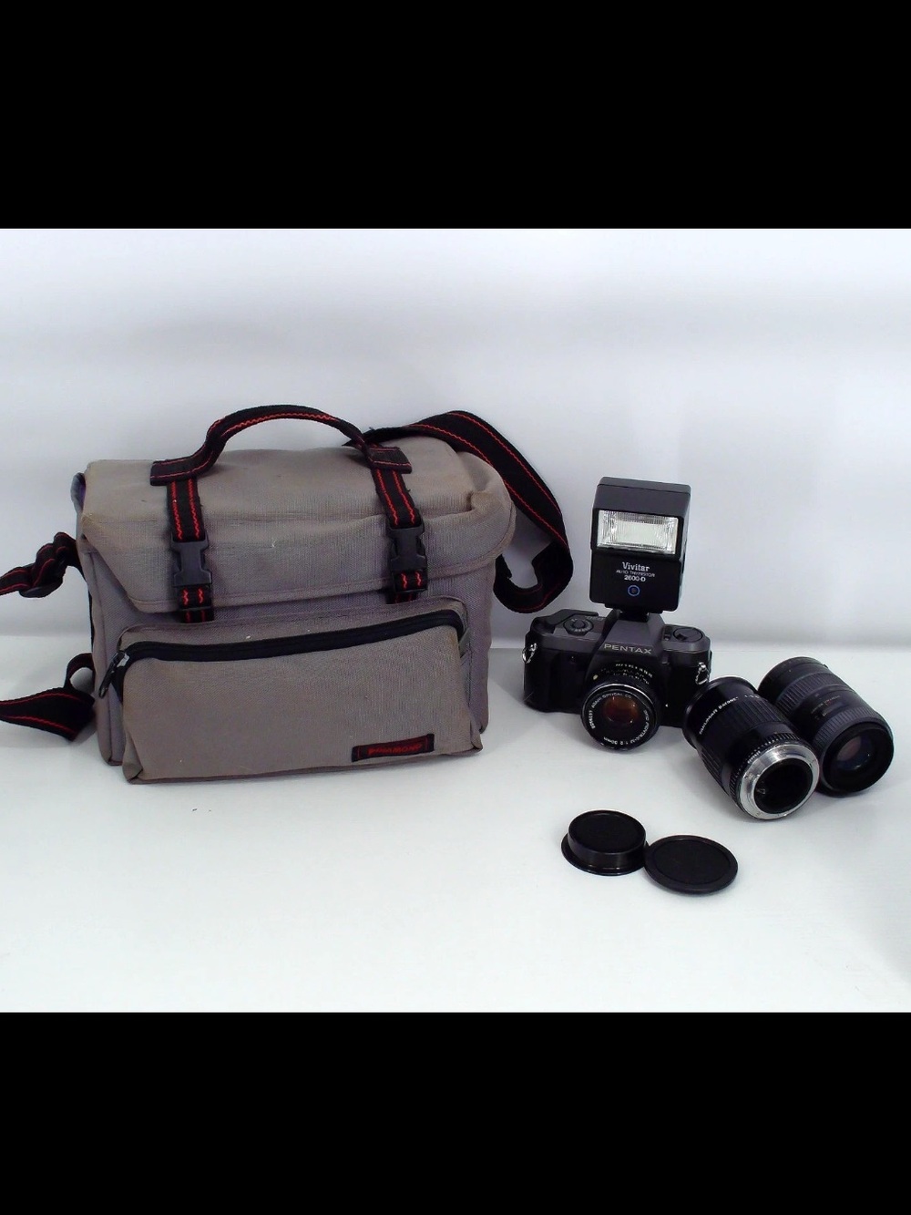 Pentax P30T 1980s Camera with an SMC Pentax-A 50mm+Flash+2lens+Case WORKING